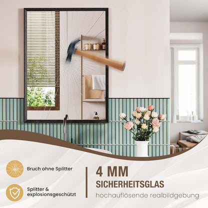 Schwarzer Wandspiegel Rechteckig 56x76 cm Vintage Design