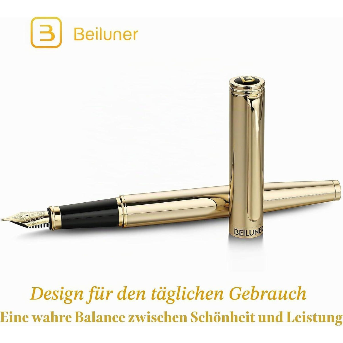 Goldener Füllfederhalter mit 24K Gold-Finish & Mittel Feder