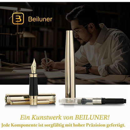 Goldener Füllfederhalter mit 24K Gold-Finish & Mittel Feder