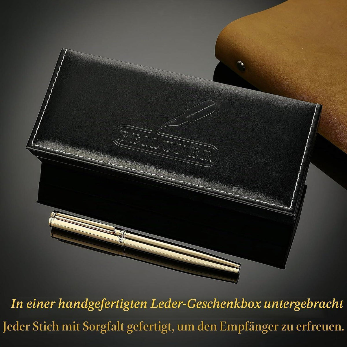 Goldener Füllfederhalter mit 24K Gold-Finish & Mittel Feder