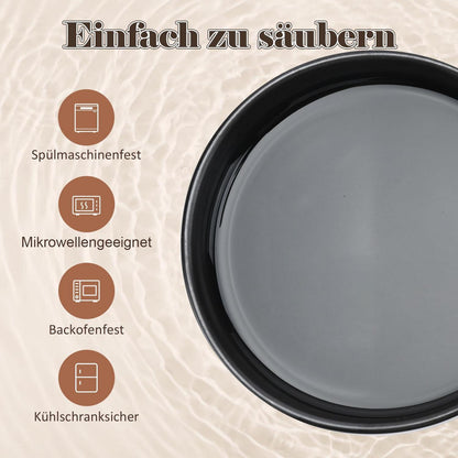 Erhöhter Hundenapf Keramik mit Akazienholzständer 1800ml Schwarz