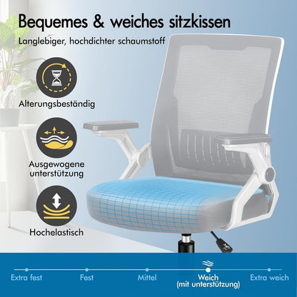 Ergonomischer Bürostuhl Netzstoff Hochlehner Weiß & Grau