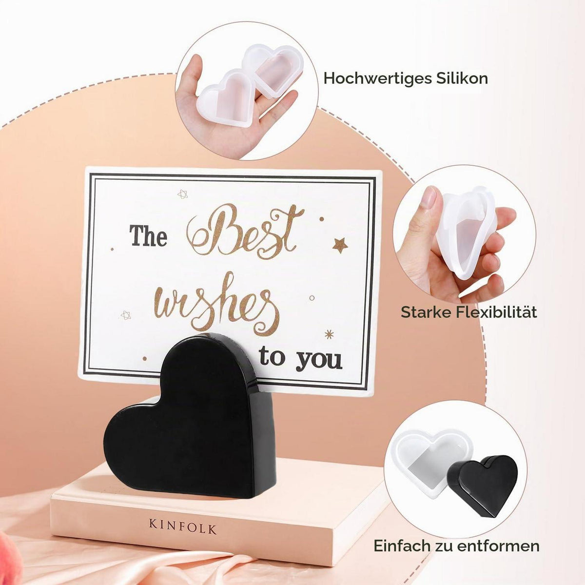 Silikonform Herz 6er Set – Gießformen für Epoxidharz & DIY