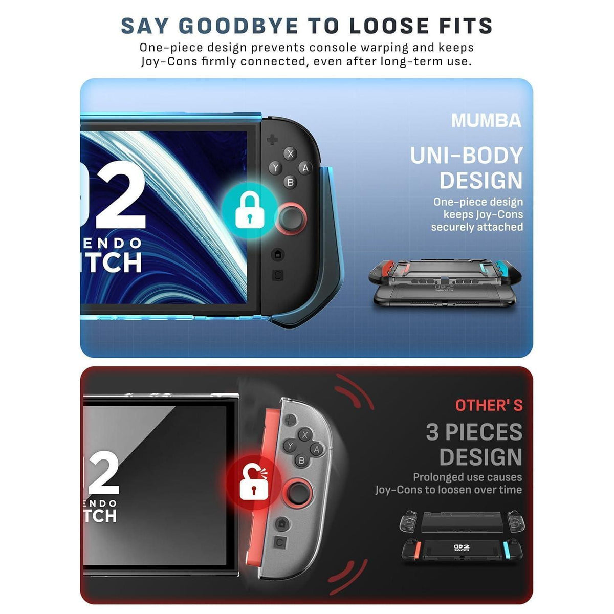 Schutzhülle für Switch 2 mit Griff, Dockable, Blau/Rot