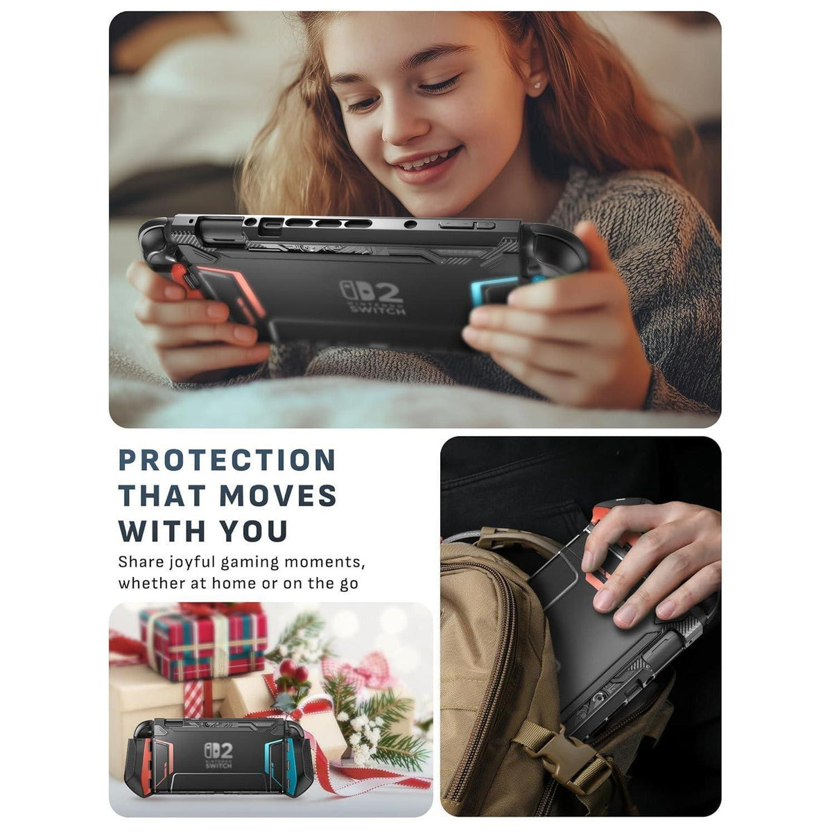 Schutzhülle für Switch 2 mit Griff, Dockable, Blau/Rot