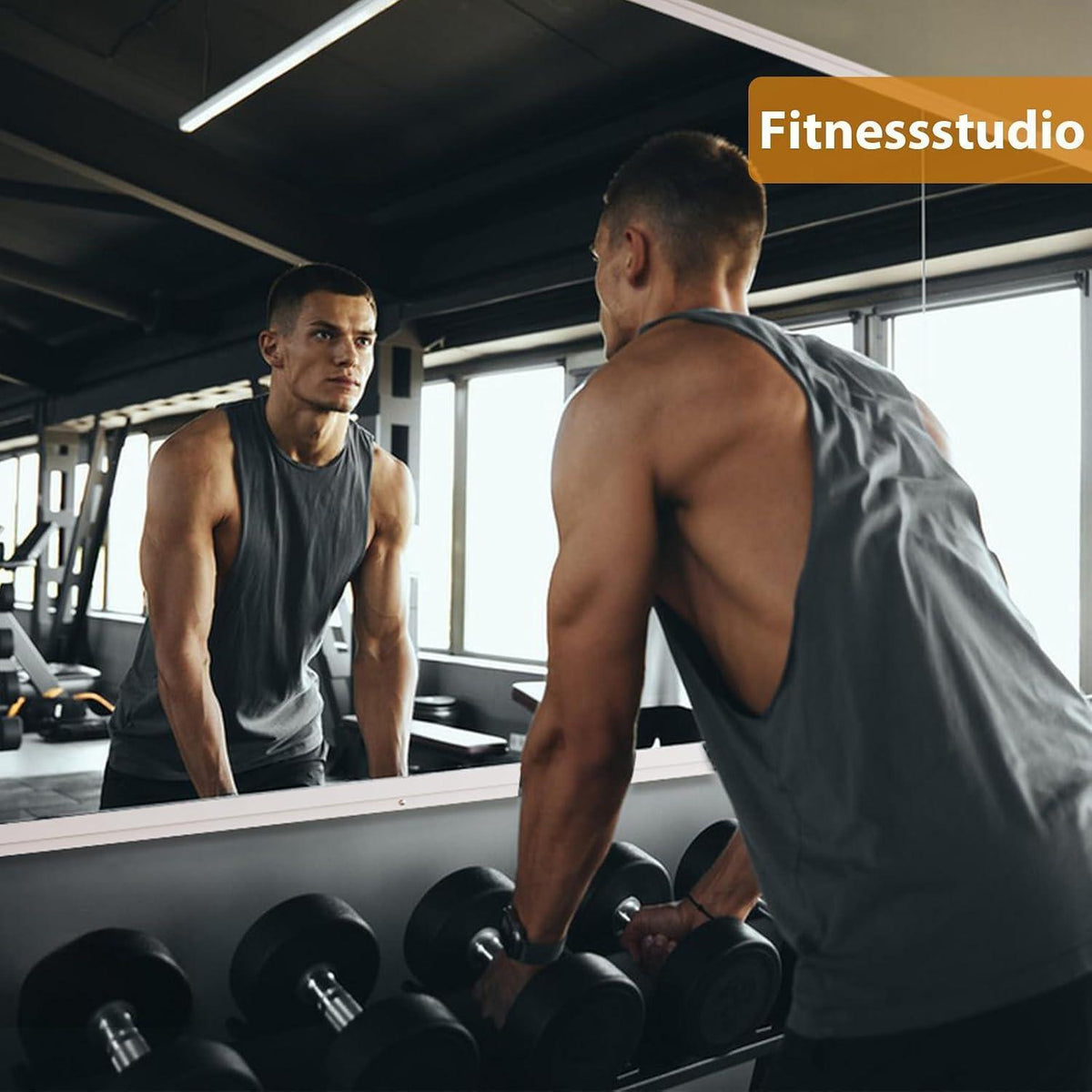 Rahmenloser Wandspiegel 140x42cm - 2er Set für Fitness & Co.