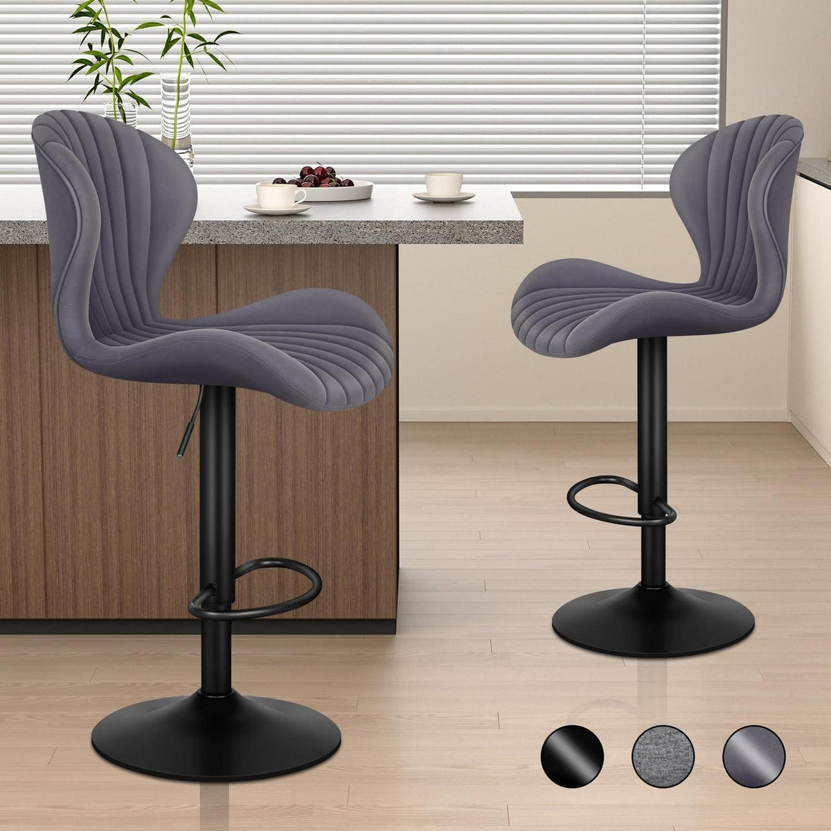 Barhocker Set 2x, Grau – Höhenverstellbar & Schwenkbar