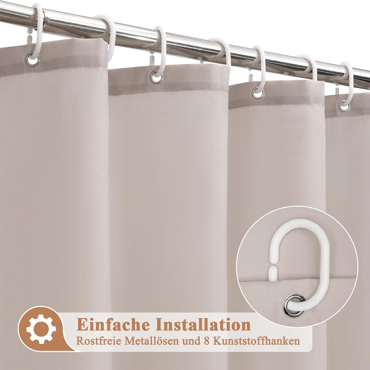 Duschvorhang Sandfarben 120x200cm – Wasserdicht & Anti-Schimmel
