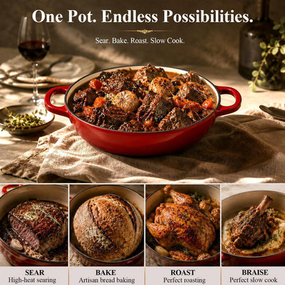 Gusseisen Dutch Oven 5,7L - Perfekt zum Sauerteig Brot Backen