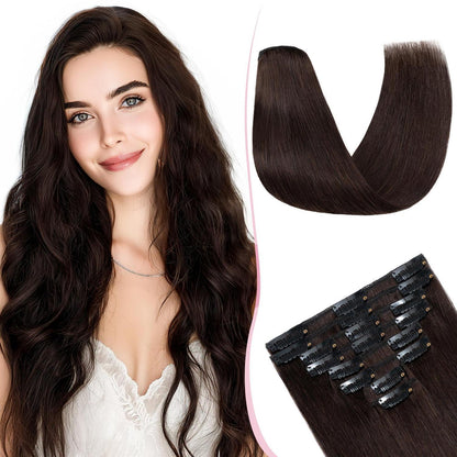 Remy Clip-in Echthaarverlängerung Dunkelbraun 45cm (70g)