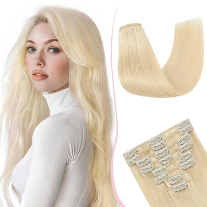 Remy Haarverlängerung 45cm Hellblond (613#) – 8 Clips