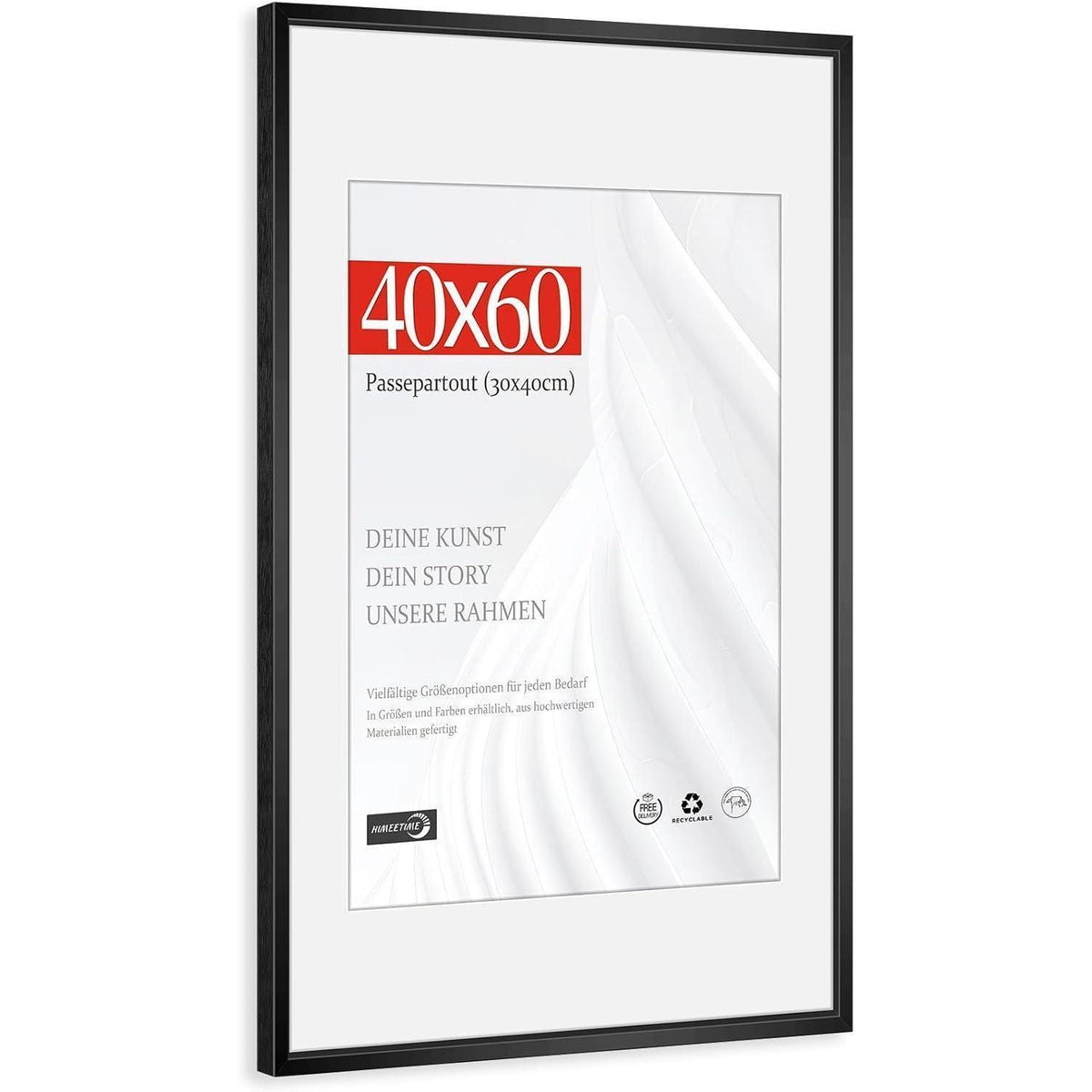 Bilderrahmen 40x60 cm Aluminium Schwarz mit Kunstglas