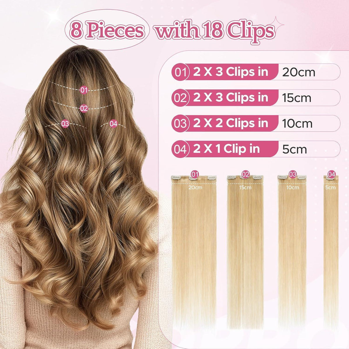 Remy Haarverlängerung 45cm, 24# Normalblond, 70g