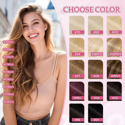 Remy Echthaar Clip-in Extensions 50cm Glatt 99J Bordeaux 8tlg