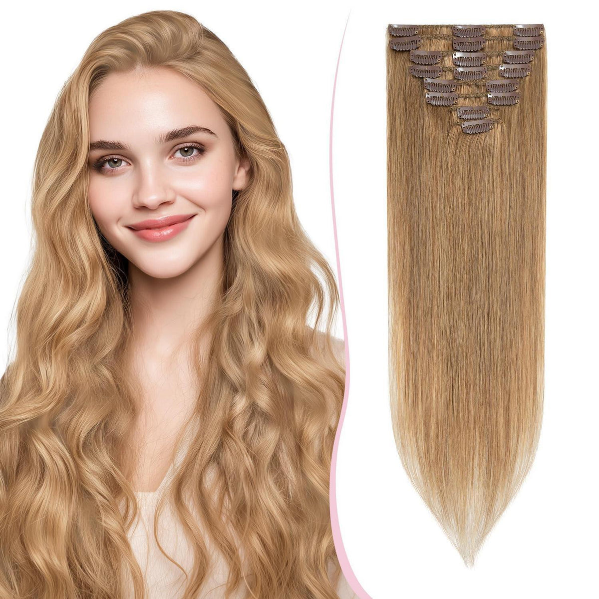 Remy Clip-in Echthaarverlängerung 40cm, 27# Blond Schattiert