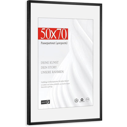 Bilderrahmen 50x70 cm Aluminium Schwarz mit Kunstglas