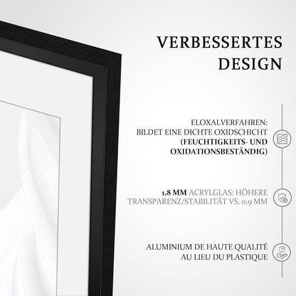 Bilderrahmen 50x70 cm Aluminium Schwarz mit Kunstglas