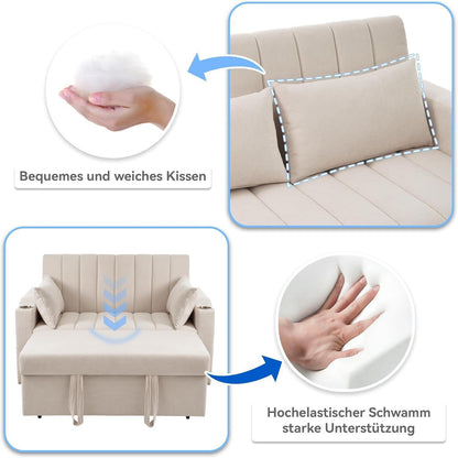 2-Sitzer Schlafsofa mit Getränkehaltern & verstellbarer Rückenlehne