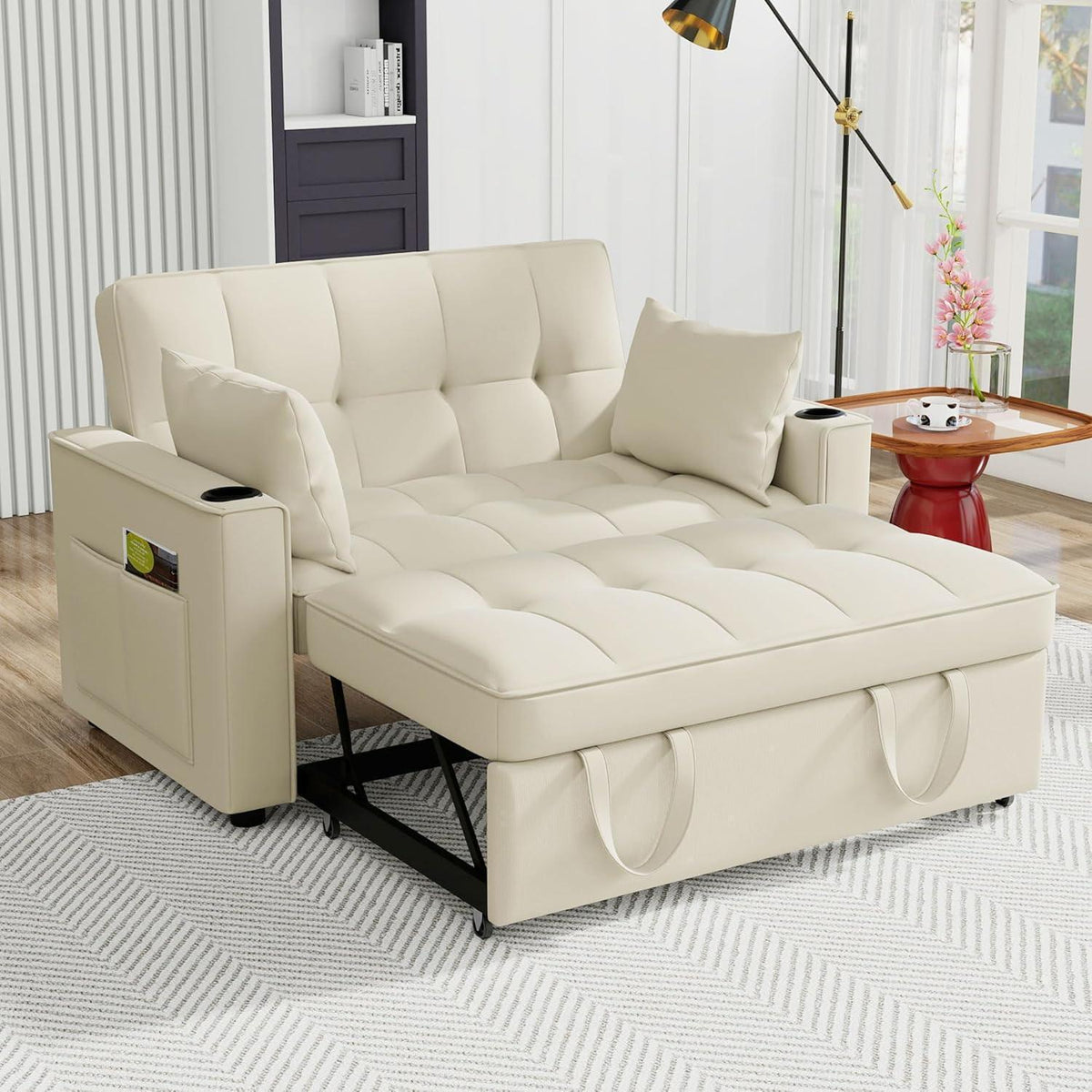 2-Sitzer Schlafsofa mit Bettfunktion & Getränkehaltern