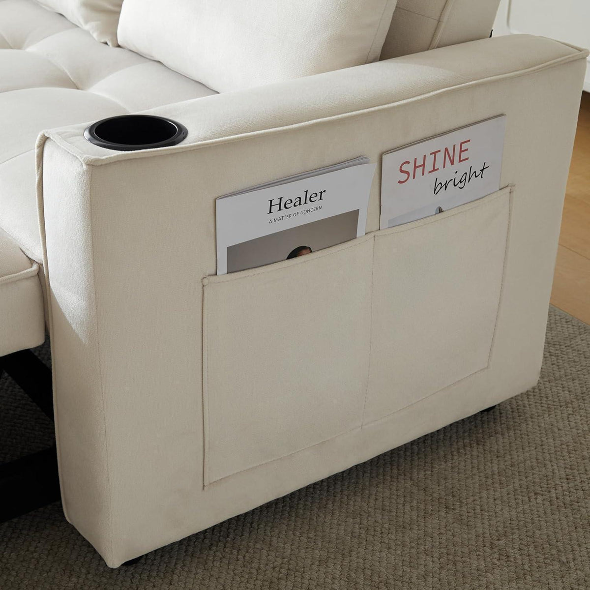 2-Sitzer Schlafsofa mit Bettfunktion & Getränkehaltern
