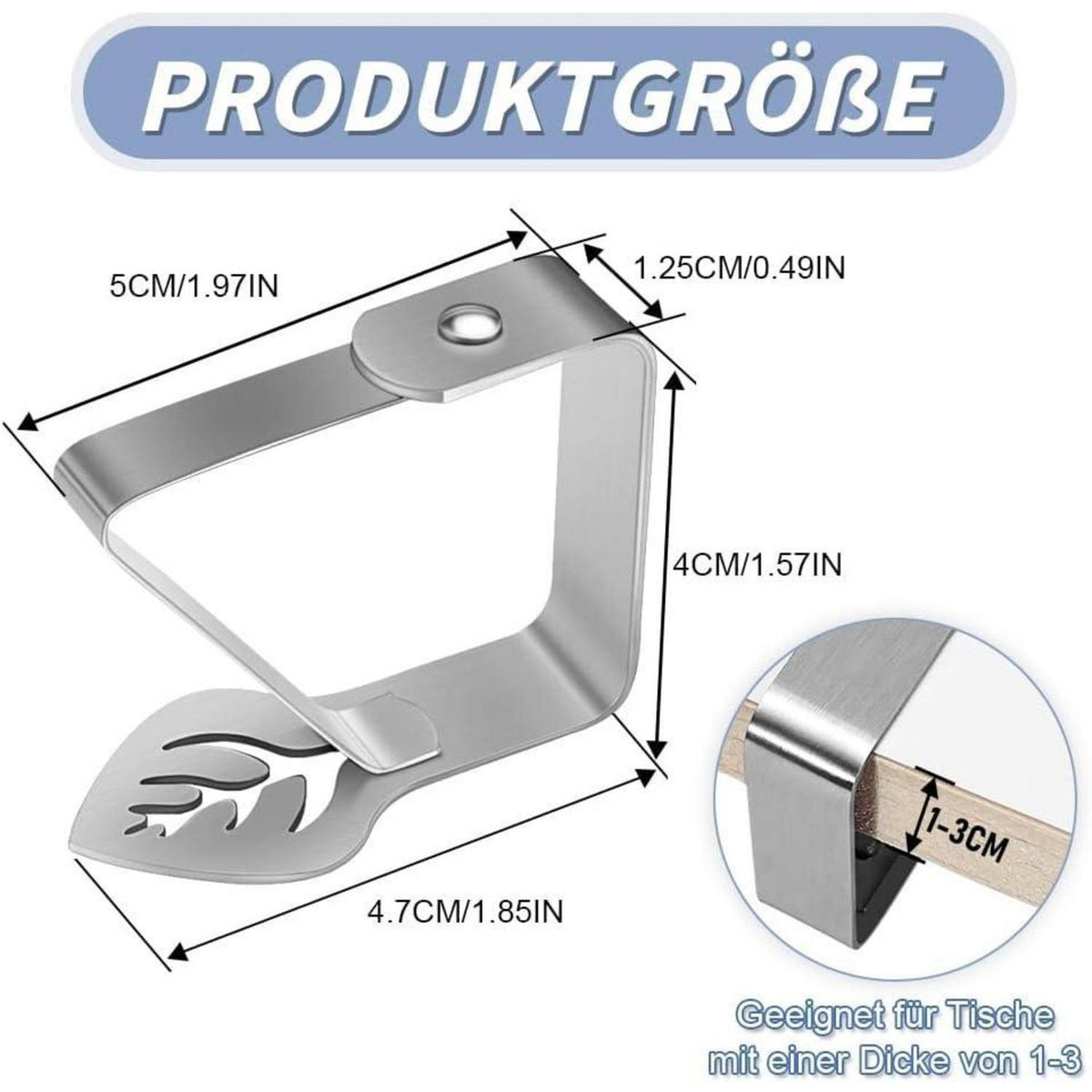 Tischdeckenklammern Edelstahl Blattmuster 8 Stück für Outdoor & Indoor
