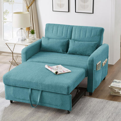 Schlafcouch Zweisitzer mit Bettkasten, Blaugrün