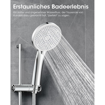 Wassersparender Duschkopf mit Schlauch & 5 Strahlarten