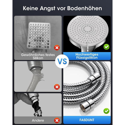 Wassersparender Duschkopf mit Schlauch & 5 Strahlarten