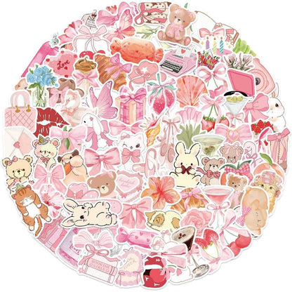 100 Coquette Aufkleber Pack – Ästhetische Sticker für Laptop & Flasche