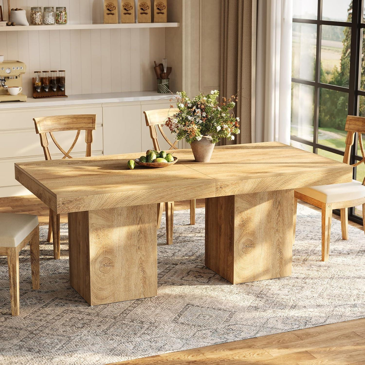 Quadratischer Esstisch 100cm – Hellbraun für 4 Personen