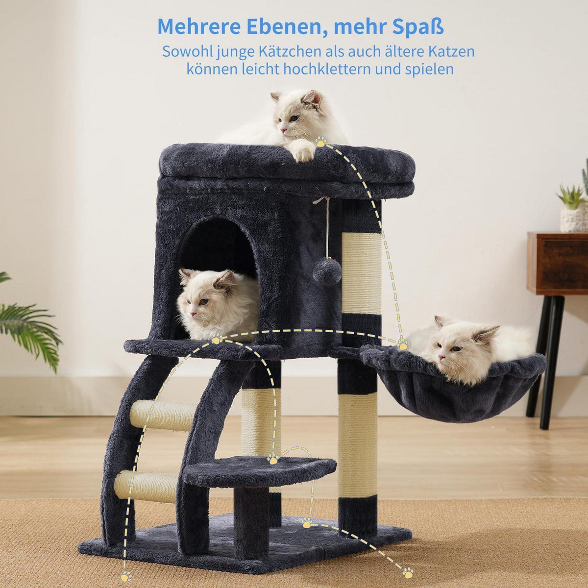 Kratzbaum Katzenbaum 75cm mit Höhle & Hängematte