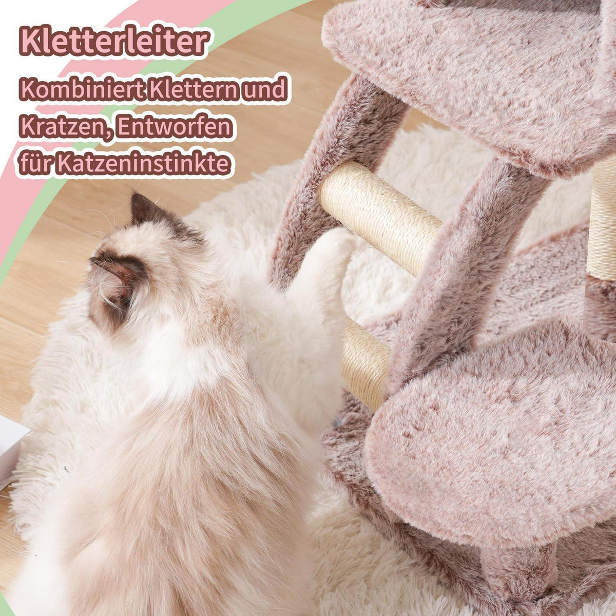 Kratzbaum Katze 75cm mit Höhle, Hängematte & Kletterleiter