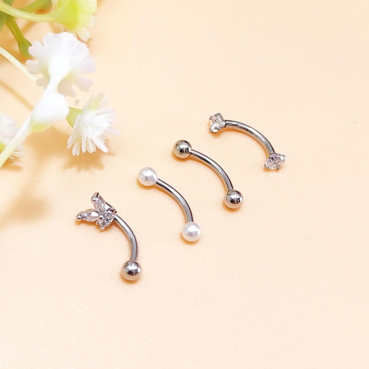 Curved Barbell Piercing Augenbrauen Lippe Helix Rook Daith 8mm Chirurgenstahl 1,2mm 4 Stück