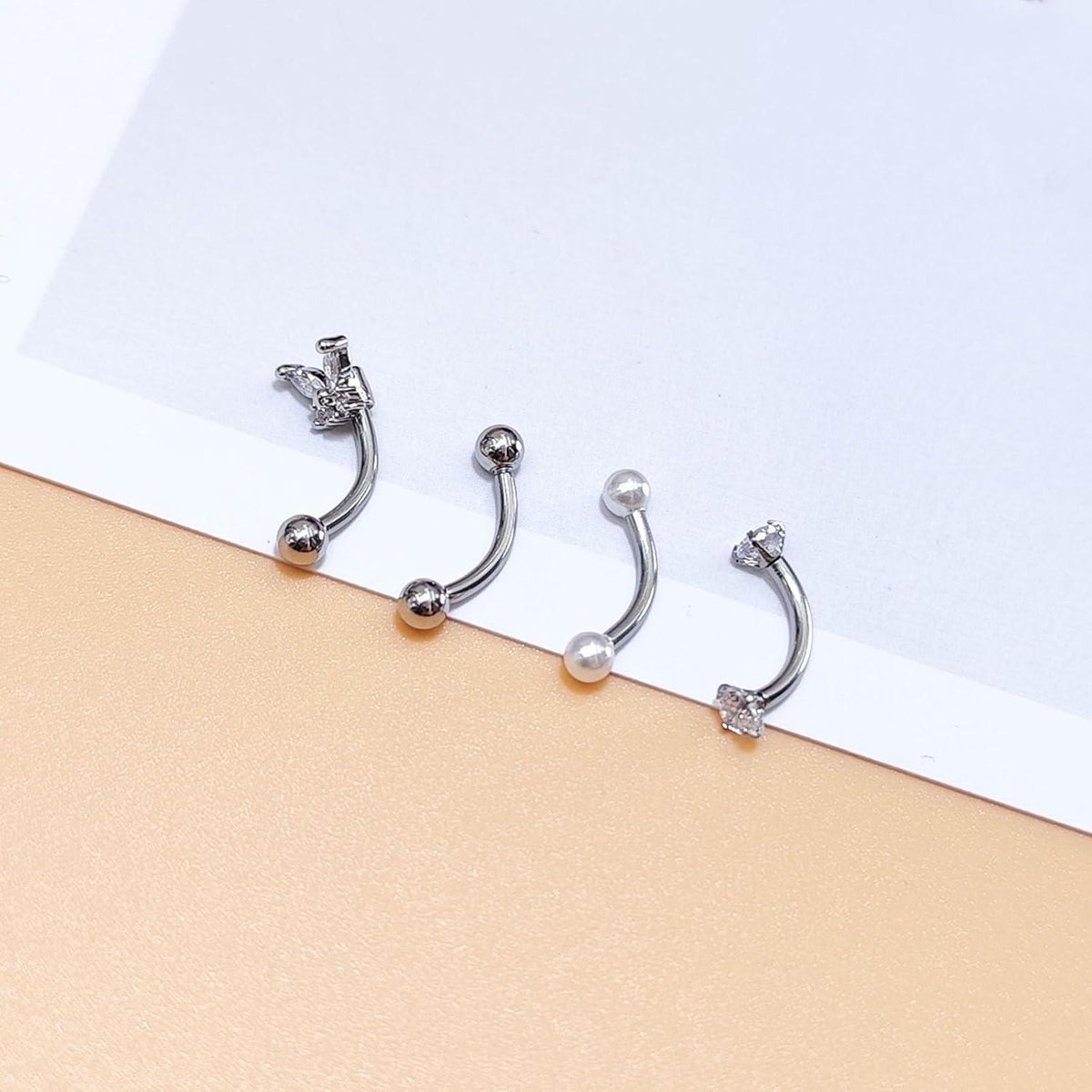 Curved Barbell Piercing Augenbrauen Lippe Helix Rook Daith 8mm Chirurgenstahl 1,2mm 4 Stück