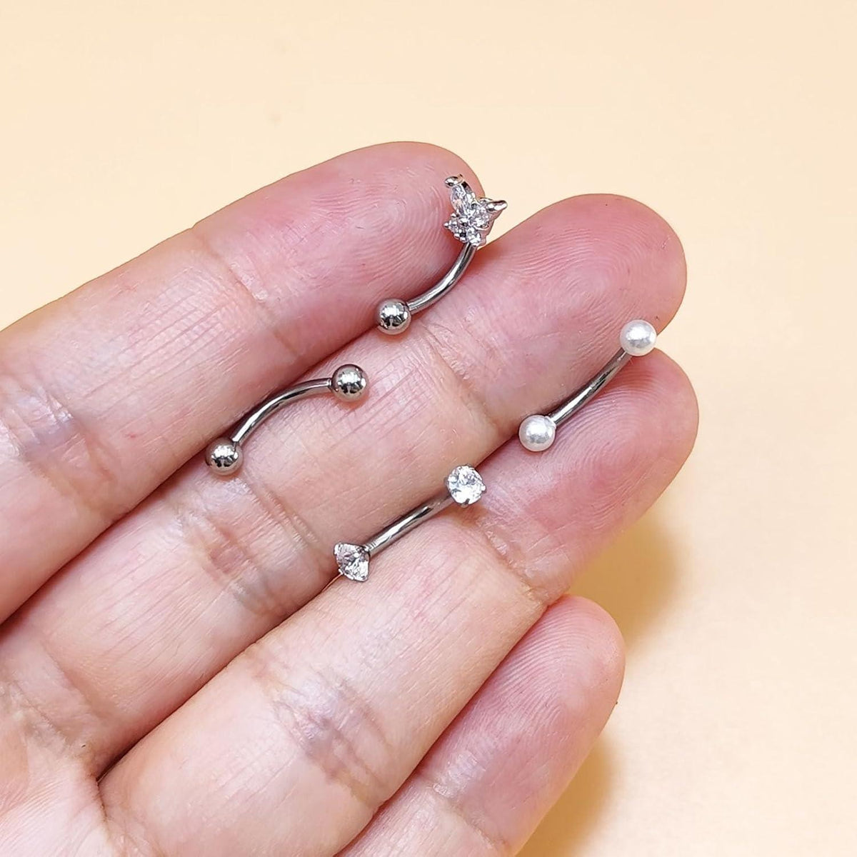 Curved Barbell Piercing Augenbrauen Lippe Helix Rook Daith 8mm Chirurgenstahl 1,2mm 4 Stück