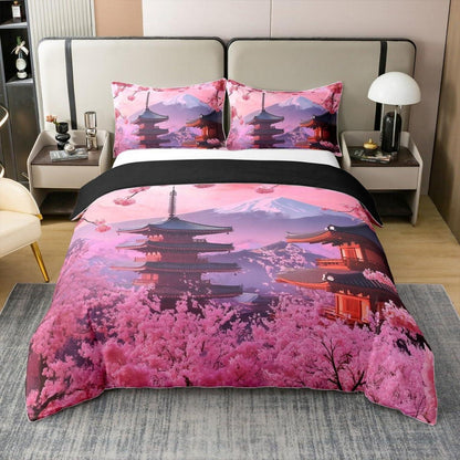 100% Baumwolle Bettbezug Kirschblüten Japanischer Stil Bettwäsche Set