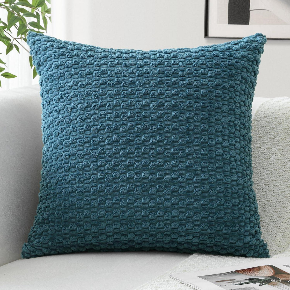 Cord Kissenbezug 60x60cm Staubiges Blau - Boho Deko Kissenhülle