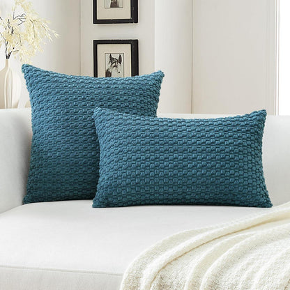 Cord Kissenbezug 40x60cm Staubiges Blau - Boho Deko Kissenhülle