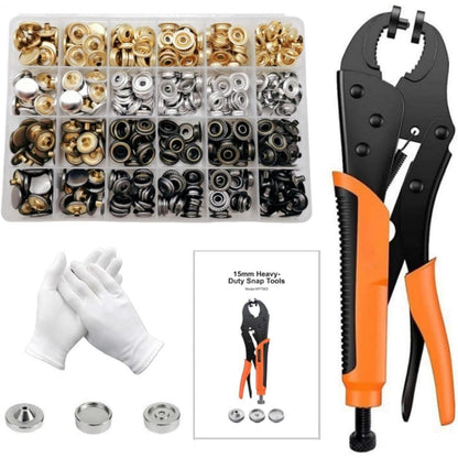 Druckknopf Set mit Zange, 100 Sets, 15mm, für Leder & Stoffe