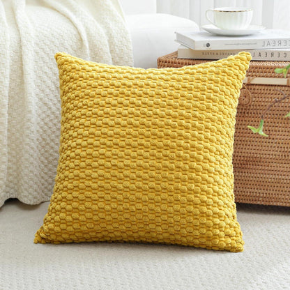 Cord Kissenbezug 50x50cm Senfgelb – Boho Deko Kissenhülle