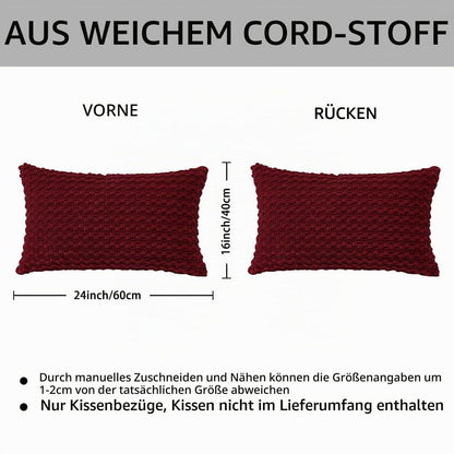 Cord Kissenbezug 40x60cm Burgund - 3D Bubble Boho Deko