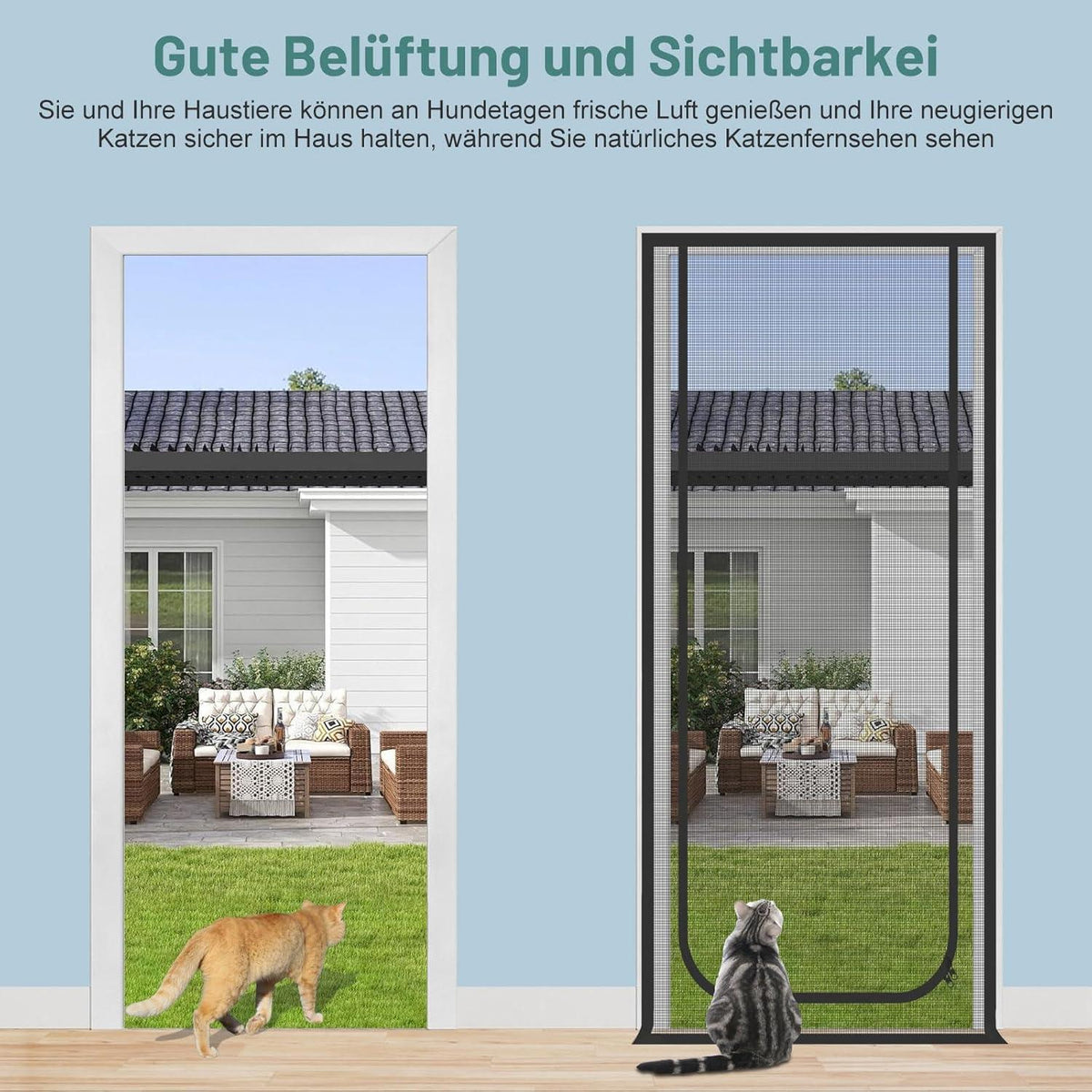 Katzengittertür verstärkt – Reißverschluss, 90x200cm