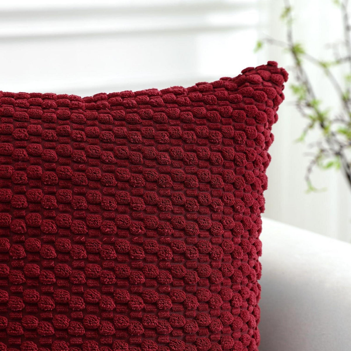 Cord Kissenbezug 45x45cm Burgund - 3D Bubble Boho Deko