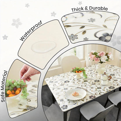 Tischfolie Transparent Blumenmuster 100x200 cm – Rutschfest & Kratzfest
