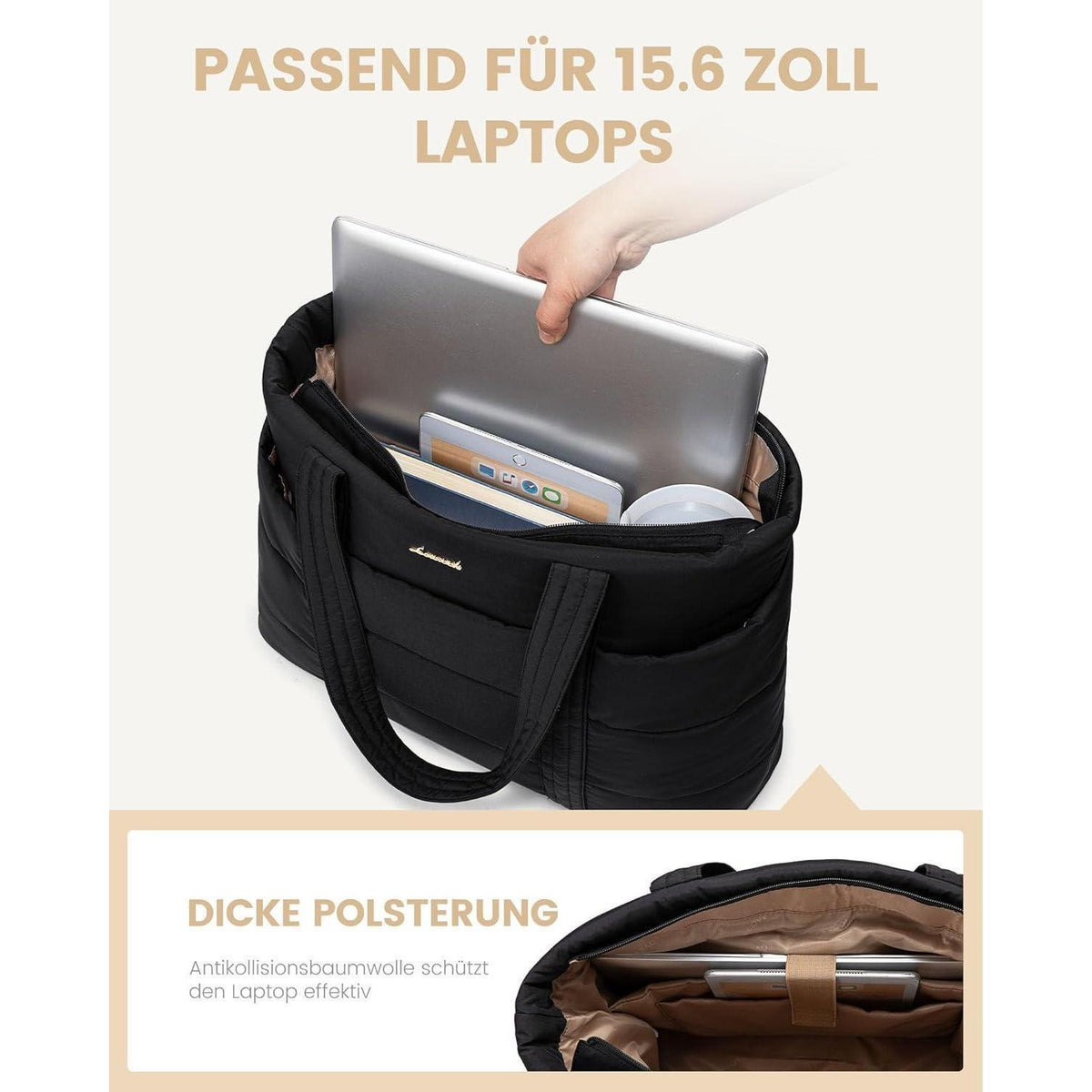 Laptop Handtasche Damen 15,6 Zoll Shopper Grün