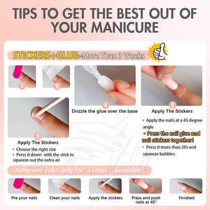 Kurze French Tip Nägel zum Aufkleben – Bunt & Eckig
