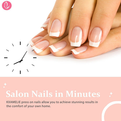 Kurze French Tip Nägel zum Aufkleben – Bunt & Eckig