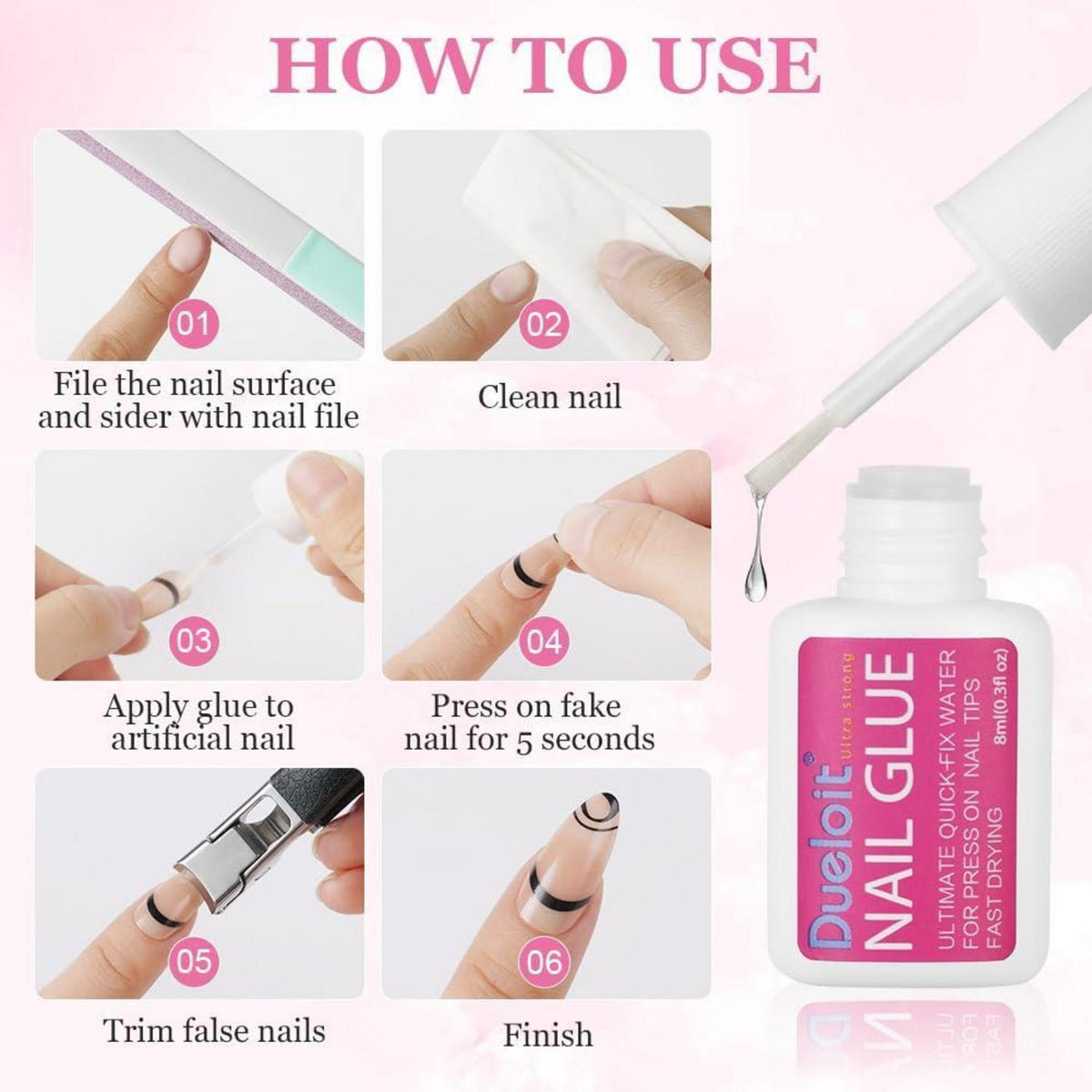 Extra Stark Nagelkleber 8ml – Schnelltrocknend für Kunstnägel & Tips