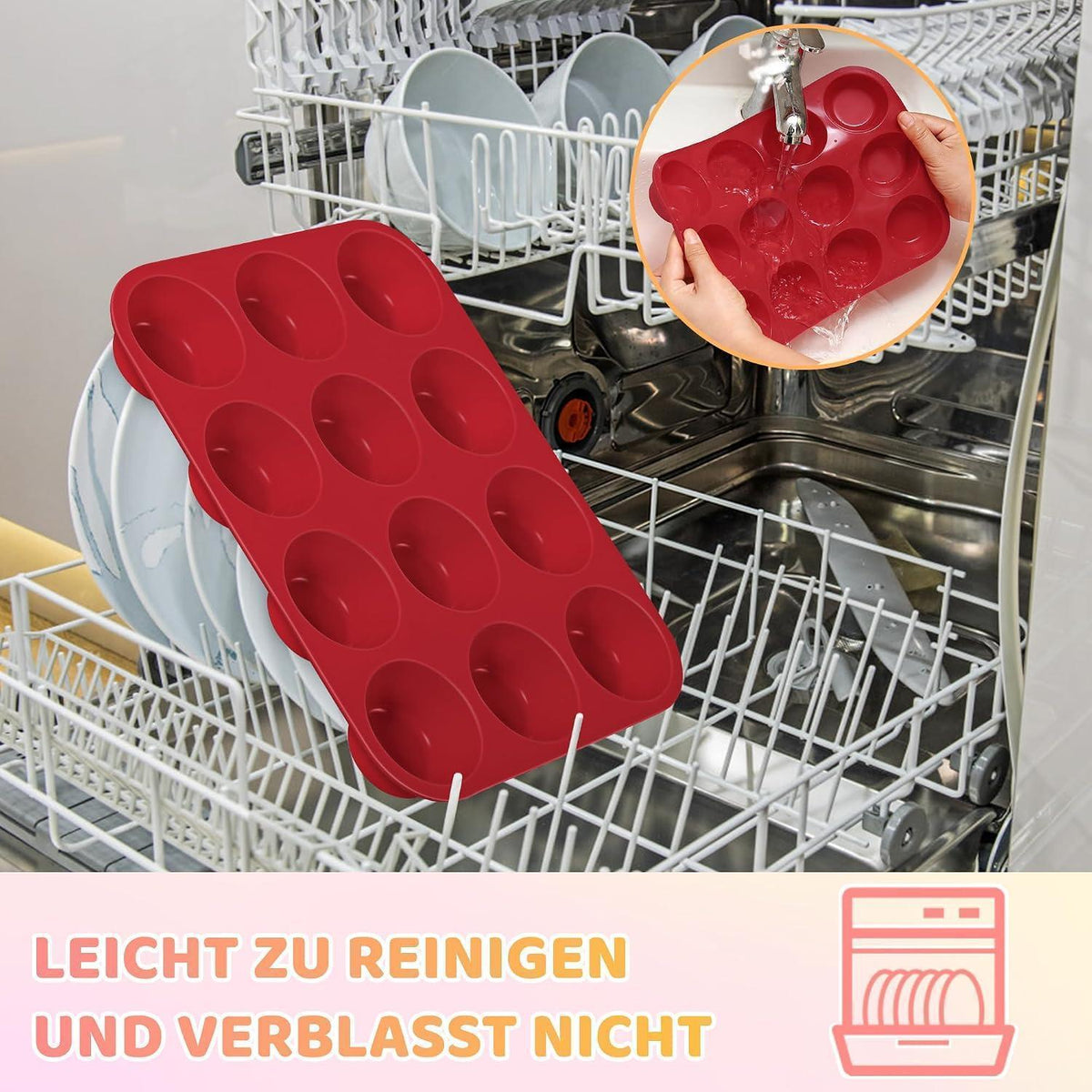 2er-Set Silikon Muffinbackform für 24 Muffins – Rot