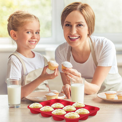 2er-Set Silikon Muffinbackform für 24 Muffins – Rot